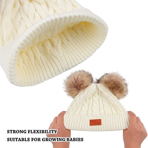 White Winter Girls & Boys Warm Hats Set; Toddler Scarf Set - Picture 4 of 5